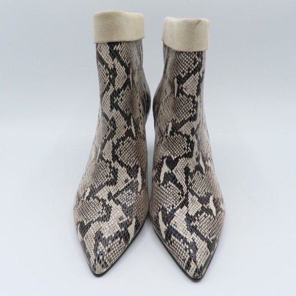 42 Gold Ojai Womens 8.5 Leather Snake Snakeskin Python Print Heeled Ankle Boots - Picture 2 of 11